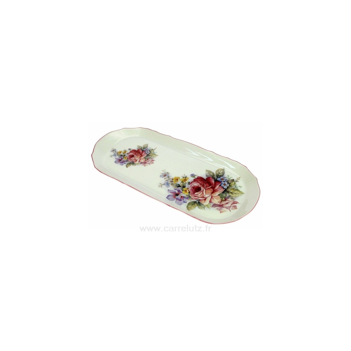 CL21010048  Plat à cake 37 x 17,2 cm décor Roses porcelaine L honneur 34,10 €