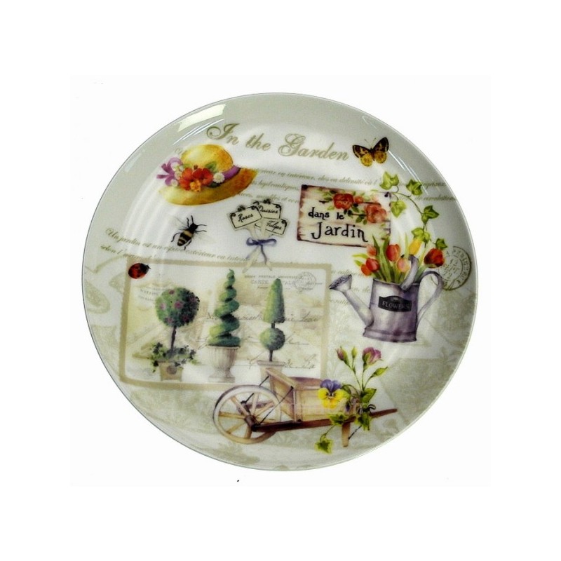 Coffret 1 assiette dessert jardin en fine porcelaine bone china Coffret 1 assiette dessert jardin en fine porcelaine bone china