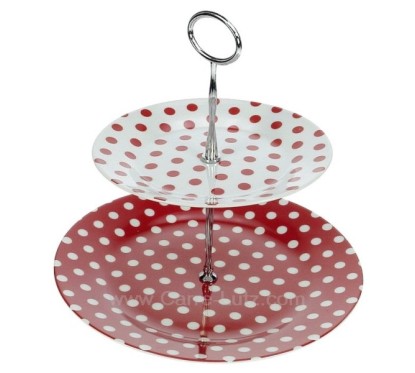 CL21010077  Plat à gateau en porcelaine décor cascade pois rouge et blanc 34,90 €