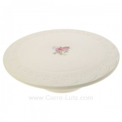 Coffret plat à gateaux sur pied en porcelaine dentelle rose en coffret cadeau, reference CL21010083