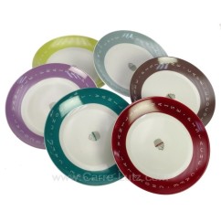 CL21010085  Coffret 6 assiettes à dessert en porcelaine décorée 6 couleurs différentes Diabolo 20,90 €