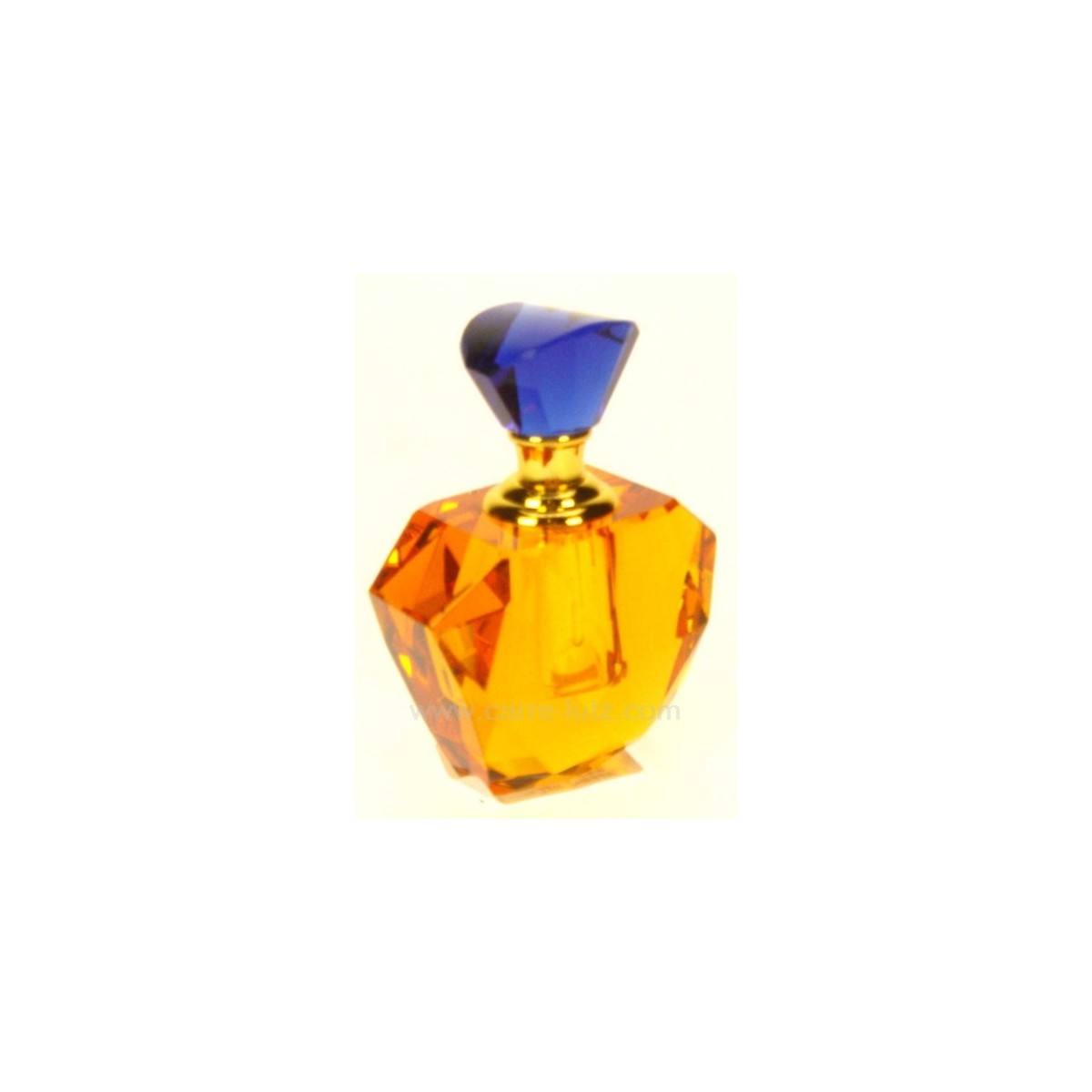 CL21040010  Flacon de parfum couleur ambre à facette avec bouchon bleu cristal de paris 33,00 €