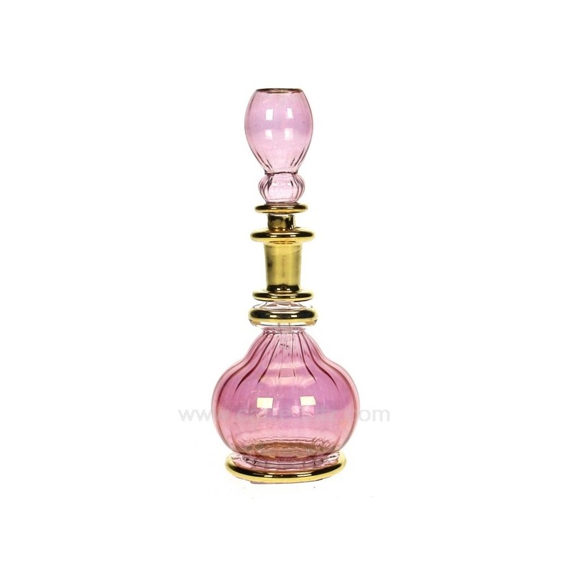 Flacon de parfum Egyptien en verre rétro couleur rose