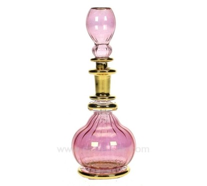 Flacon de parfum Egyptien en verre rétro couleur rose