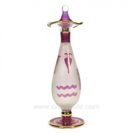 Flacon parfum Egyptien en verre à collerette couleur rouge sablé , reference CL21040092