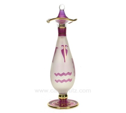 CL21040092  Flacon parfum Egyptien en verre à collerette couleur rouge sablé  31,50 €