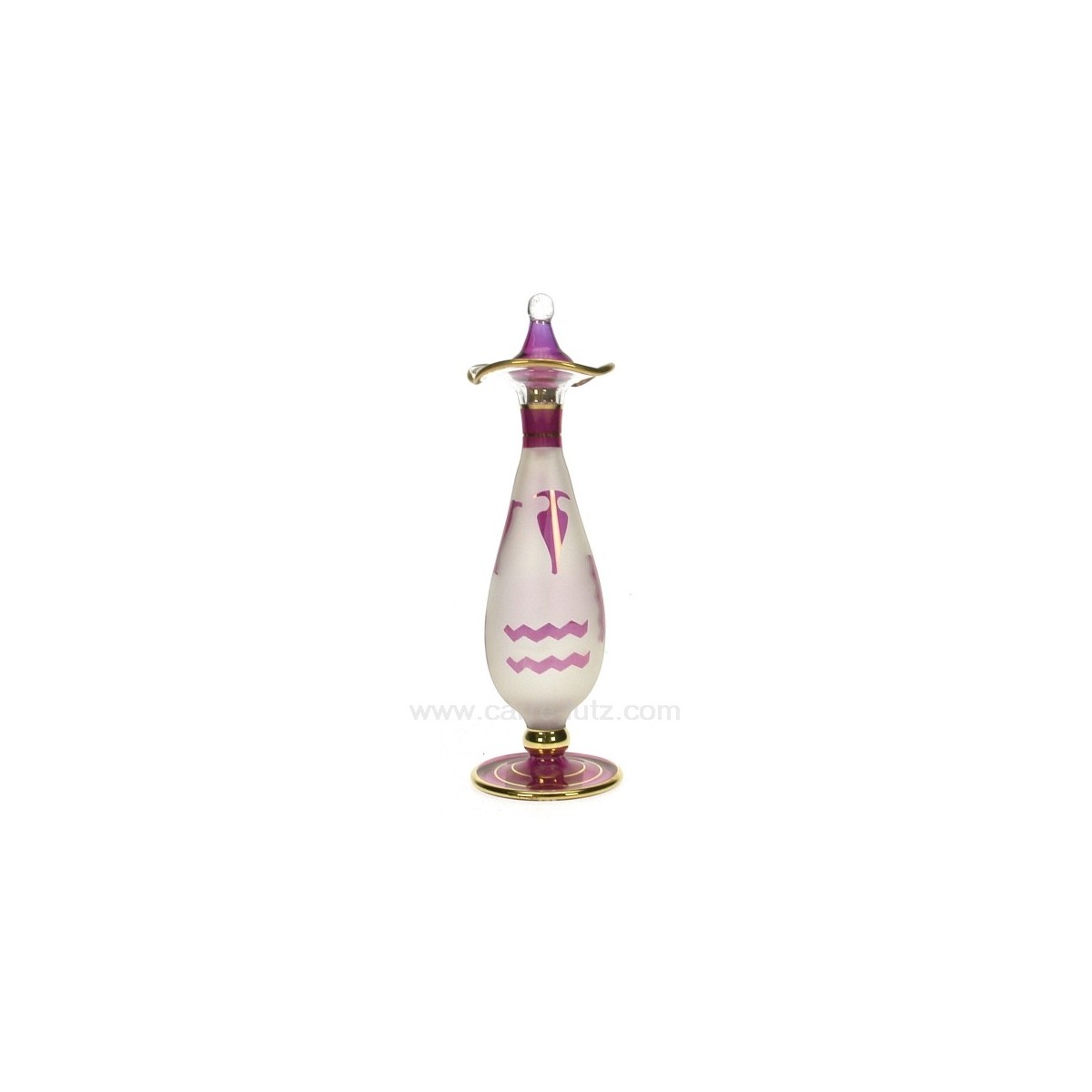 CL21040092  Flacon parfum Egyptien en verre à collerette couleur rouge sablé  31,50 €