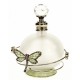 Flacon de parfum en verre dépoli avec bouchon à facettes décor en métal petite fleur et libellule roseavec strass et émail, r...