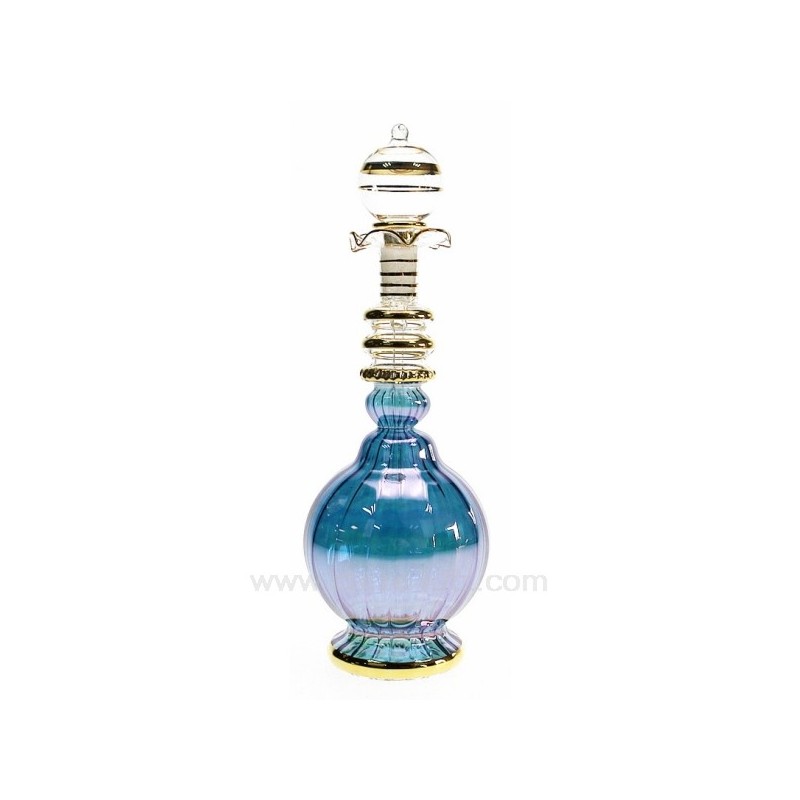 Flacon de parfum Egyptien en verre rétro  couleur bleu