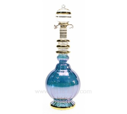 Flacon de parfum Egyptien en verre rétro  couleur bleu