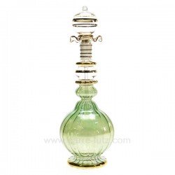 Flacon de parfum Egyptien en verre boule rétro  couleur verte