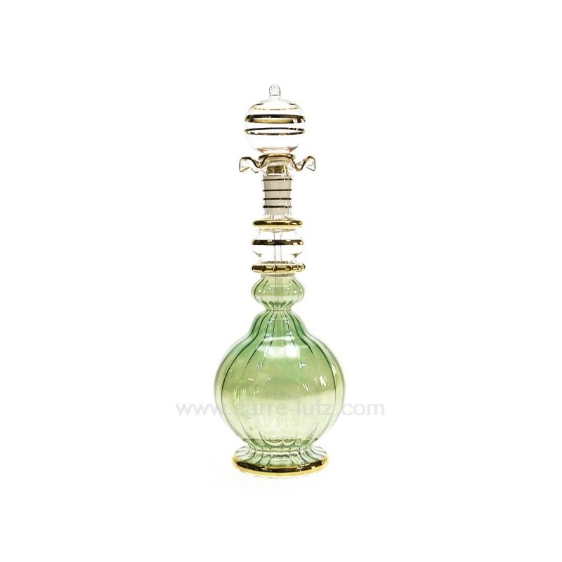 Flacon de parfum Egyptien en verre boule rétro  couleur verte