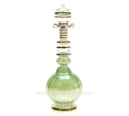 Flacon de parfum Egyptien en verre boule rétro  couleur verte