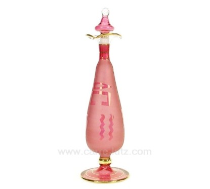 Flacon de parfum Egyptien en verre couleur sablé rouge