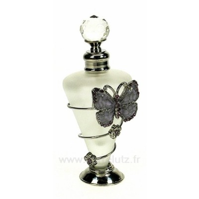 CL21040173  Flacon de parfum en verre dépoli décor papillon en émail violet et strass 25,60 €