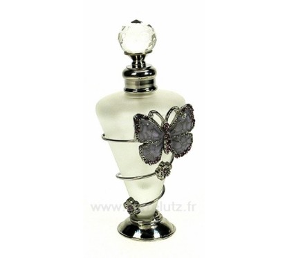 CL21040173  Flacon de parfum en verre dépoli décor papillon en émail violet et strass 25,60 €