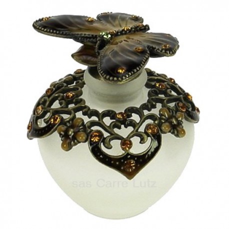 Flacon de parfum en verre dépoli décor papillon ambre, reference CL21040177