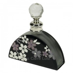 Flacon de parfum en verre en verre dépoli décor fleur rose et argent, reference CL21040179