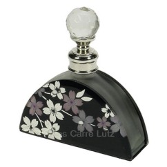 CL21040179  Flacon de parfum en verre en verre dépoli décor fleur rose et argent 21,00 €