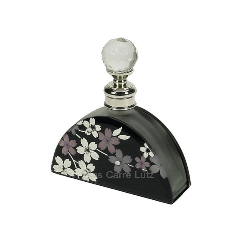 CL21040179  Flacon de parfum en verre en verre dépoli décor fleur rose et argent 21,00 €