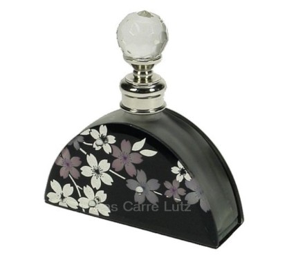 CL21040179  Flacon de parfum en verre en verre dépoli décor fleur rose et argent 21,00 €