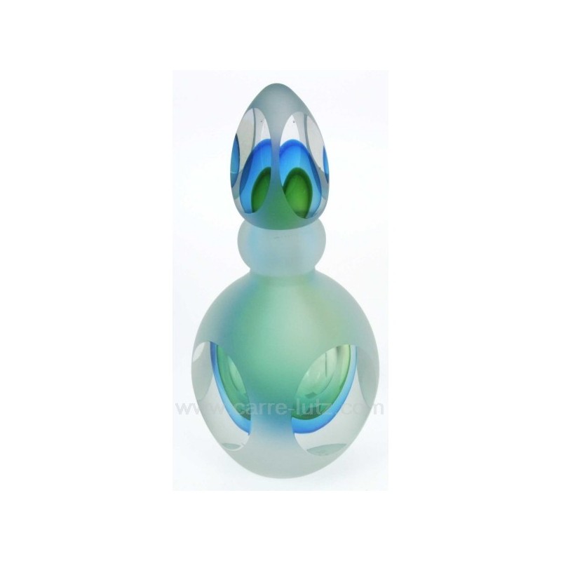 Flacon de parfum en verre soufflé couleur dominante vert