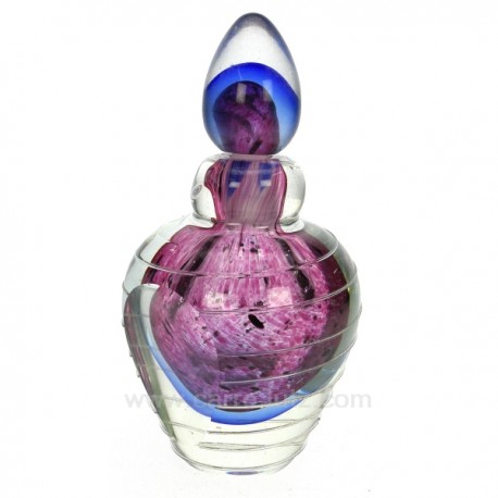 Flacon de parfum en verre soufflé couleur dominante rose et mauve, reference CL21041006