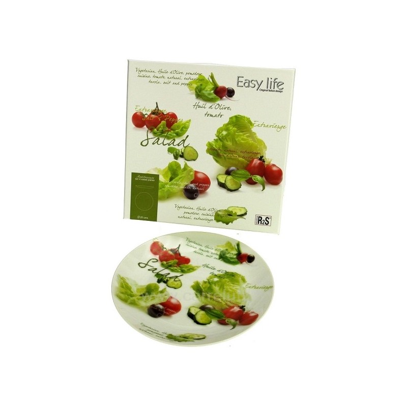 Coffret 4 assiettes à salade en porcelaine diametre 20 cm