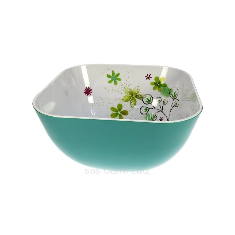 CL22000050  Saladier floral carré turquoise en mélamine 30,90 €