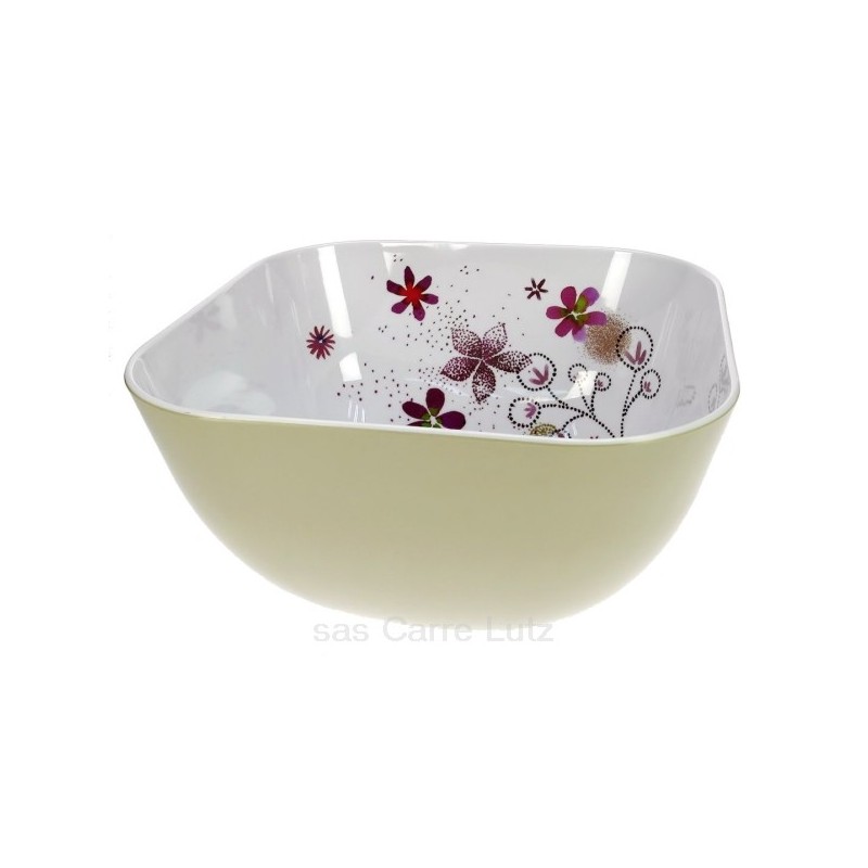 CL22000051  Saladier floral carré taupe en mélamine 30,90 €
