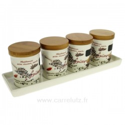 Set de 4 bocaux porcelaine à épices La cuisine CL29000071, reference CL29000071