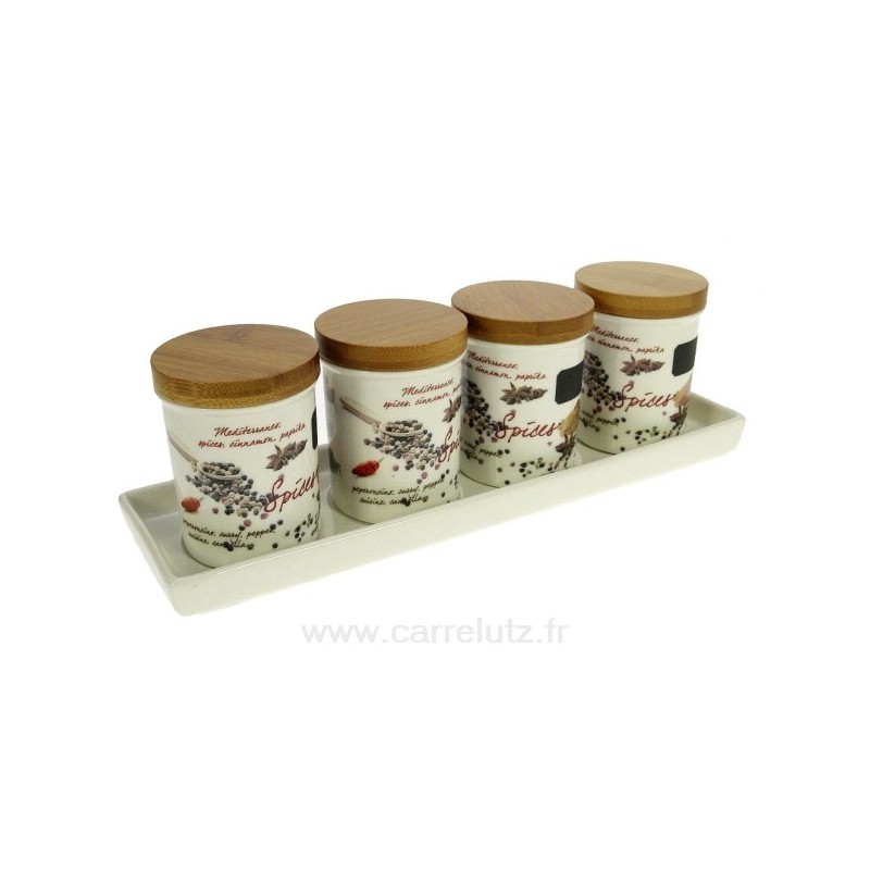 Set de 4 bocaux porcelaine à épices 