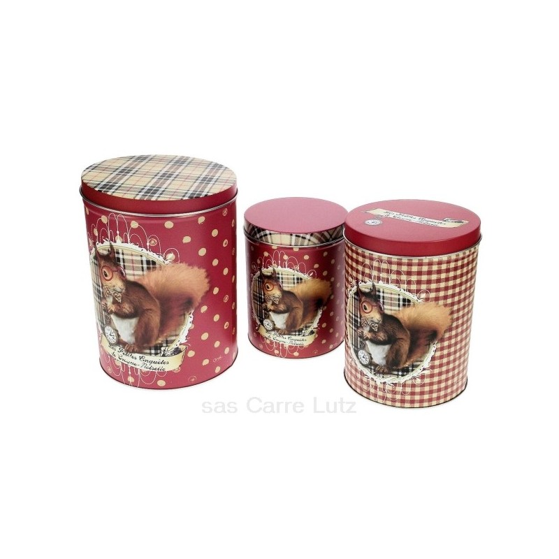 CL29000089  Set de 3 boites en métal décoré Orval Créations croque noisette 22,60 €