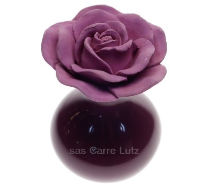 Coffret diffuseur de parfum fleur en platre et vase en faience couleur fushia Drake