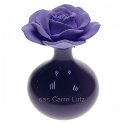 Coffret diffuseur de parfum fleur en platre et vase en faience couleur parme Drake, reference CL30000322