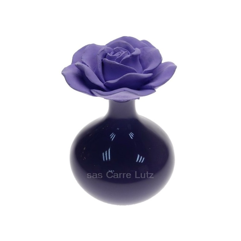 Coffret diffuseur de parfum fleur en platre et vase en faience couleur parme Drake