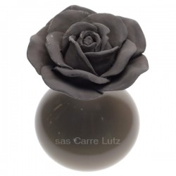 Coffret diffuseur de parfum fleur en platre et vase en faience couleur taupe Drake, reference CL30000325