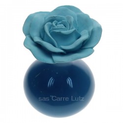 Coffret diffuseur de parfum fleur en platre et vase en faience couleur turquoise Drake, reference CL30000326