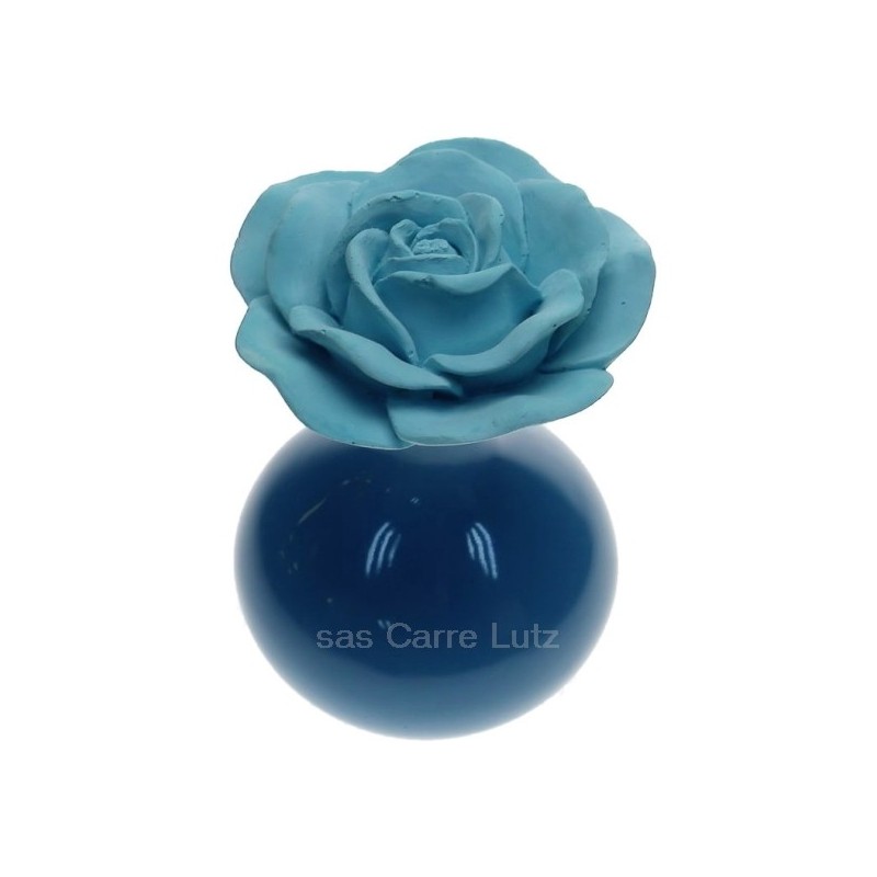 Coffret diffuseur de parfum fleur en platre et vase en faience couleur turquoise Drake