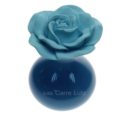 Coffret diffuseur de parfum fleur en platre et vase en faience couleur turquoise Drake
