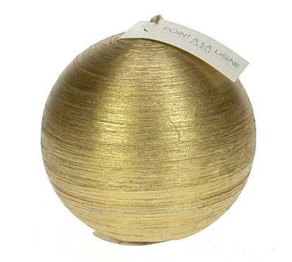 Bougie boule soie or diamètre 8 cm  Point à la ligne