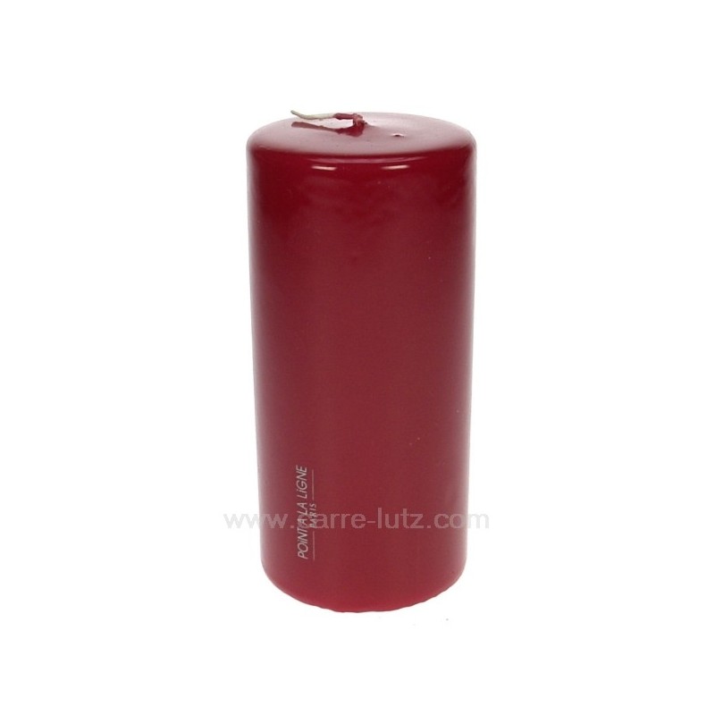 Bougie pilier rouge glacé hauteur 15 cm Point à la ligne