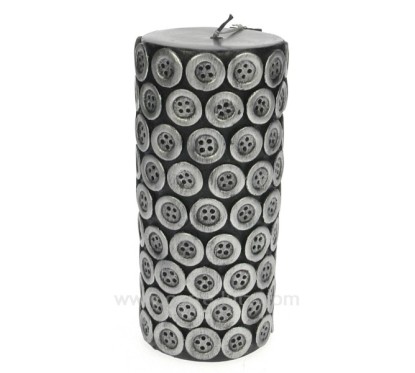 CL31000157  Bougie pilier bouton noir hauteur 15,2 cm Point à la ligne 12,60 €