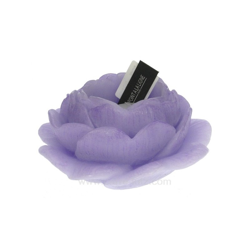 Bougie Rose victoria lilas rrechargeable avec bougie chauffe plat Point à la ligne