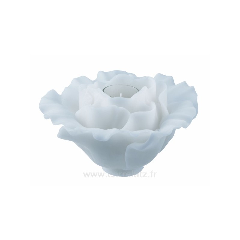 Bougie Fleur majorelle blanche rechargeable diamètre 29 cm Point à la ligne