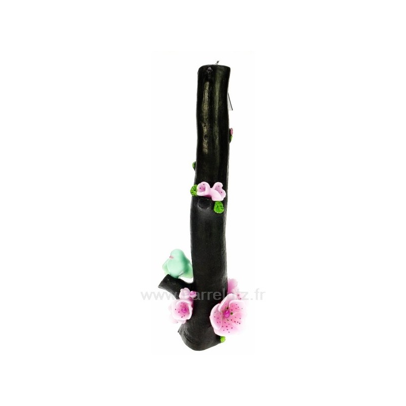 Bougie Branche de ceriseir en fleurs rose hauteur 43 cm Point à la ligne