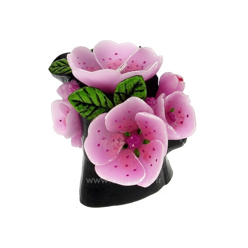 CL31000227  Bougie Branche de cerisier rose en fleur hauteur 12 cm Point à la ligne 25,00 €