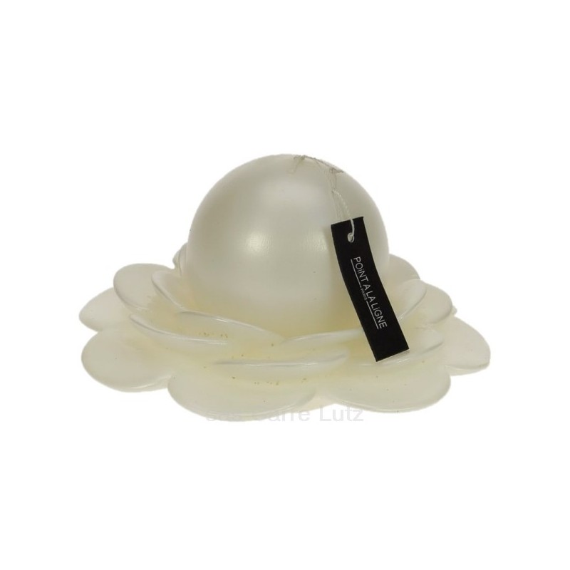 CL31000271  Bougie fleur de nacre blanche diamétre 16 cm Point à la ligne 22,00 €