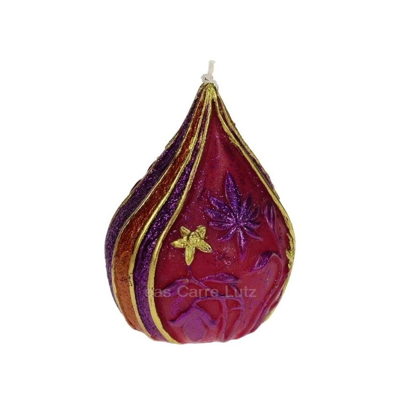 Bougie dome Bollywood violet Petit Modèle diamètre 8 cm Point à la ligne