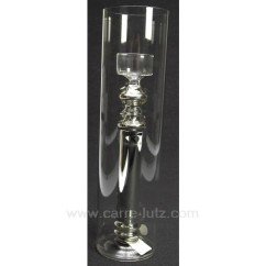 CL31005013  Photophore balustre en verre et chrome hauteur 20 cm Point à la ligne 25,00 €